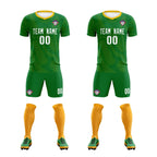 Custom Kelly Green Yellow Training Uniform For Men Soccer Sets Jersey