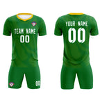 Custom Kelly Green Yellow Training Uniform For Men Soccer Sets Jersey