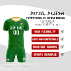 Custom Kelly Green Yellow Training Uniform For Men Soccer Sets Jersey