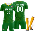 Custom Kelly Green Yellow Training Uniform For Men Soccer Sets Jersey