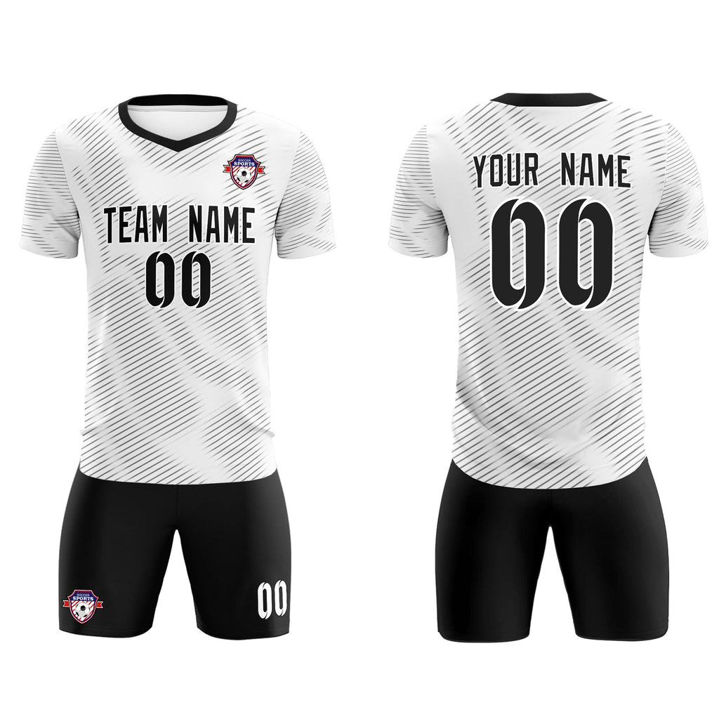 Custom White Black Training Uniform For Men Soccer Sets Jersey
