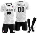 Custom White Black Training Uniform For Men Soccer Sets Jersey