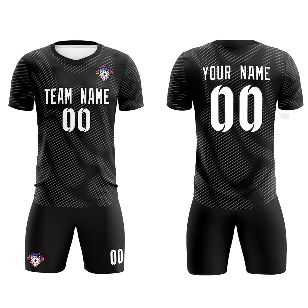 Custom Black White Training Uniform For Men Soccer Sets Jersey