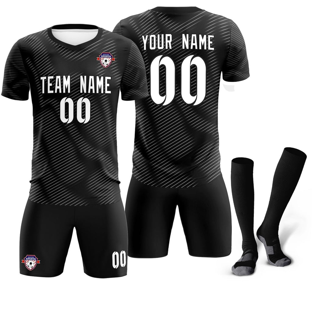 Custom Black White Training Uniform For Men Soccer Sets Jersey