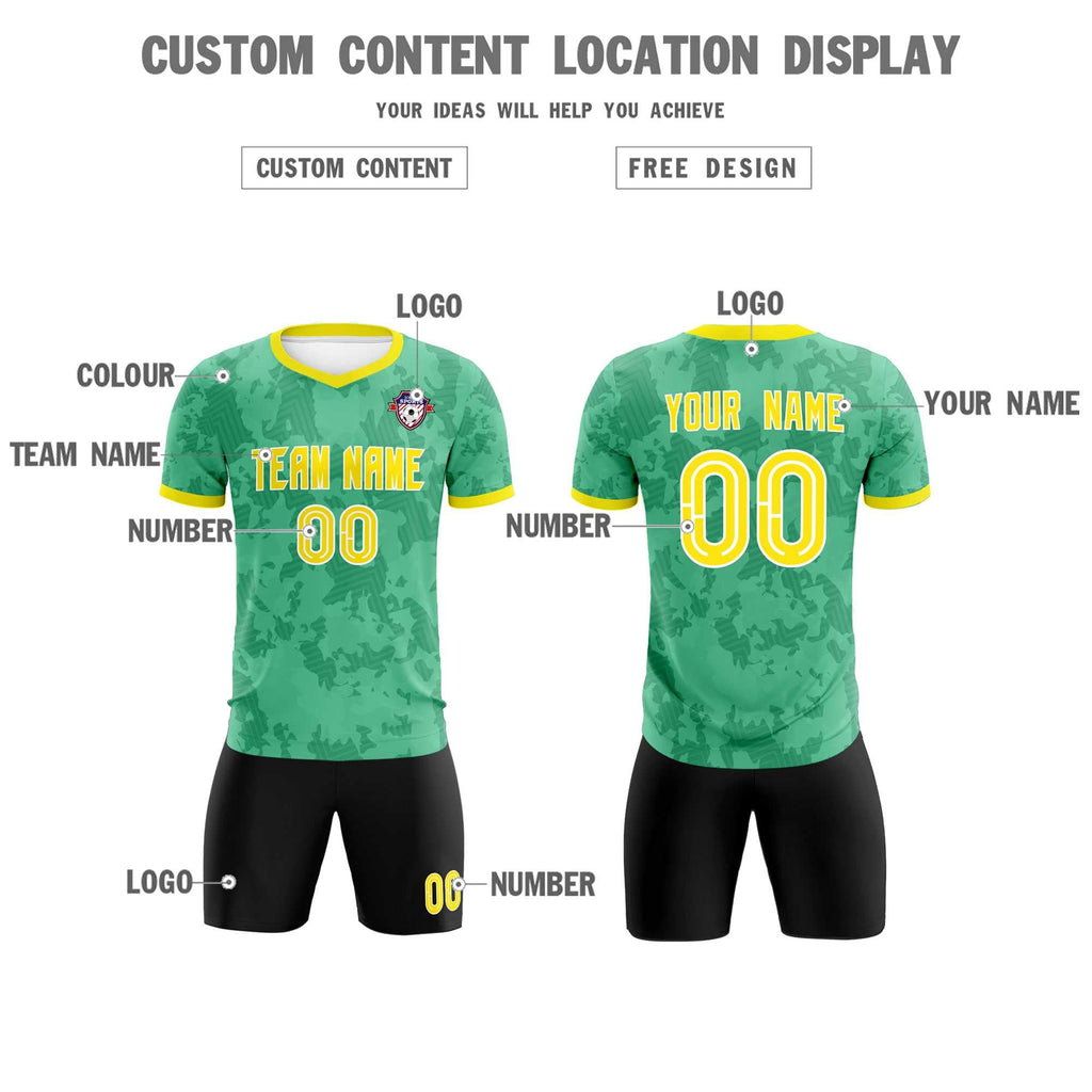 Custom Green Camo sports Soccer Tops/Sets Jersey