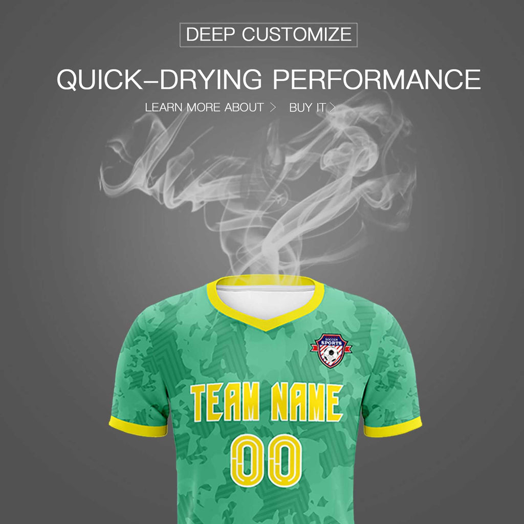 Custom Green Camo sports Soccer Tops/Sets Jersey