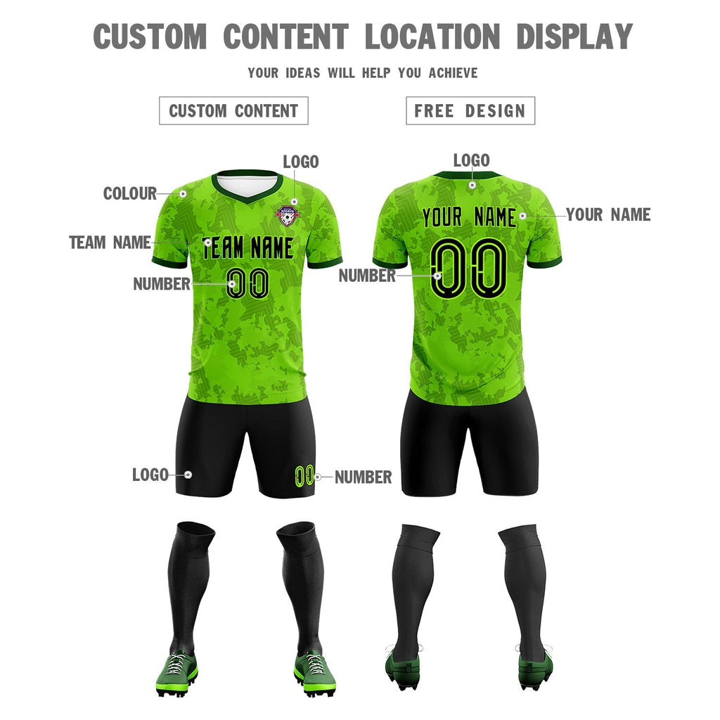 Custom Green Camo sports Soccer Tops/Sets Jersey