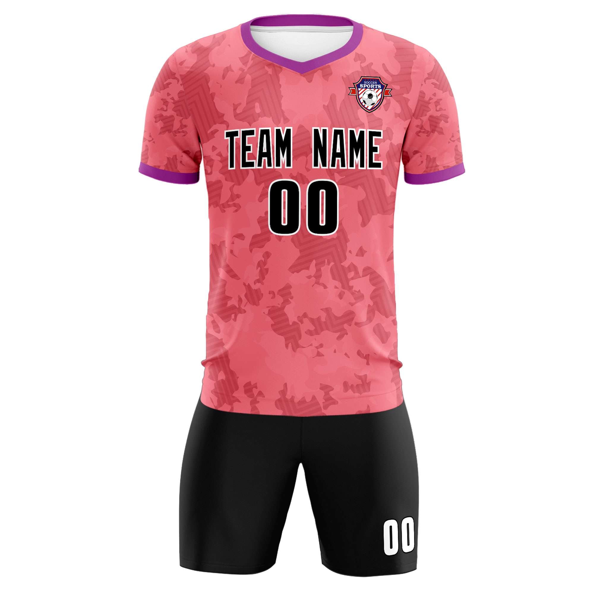 Custom Light Red Camo sports Soccer Tops/Sets Jersey