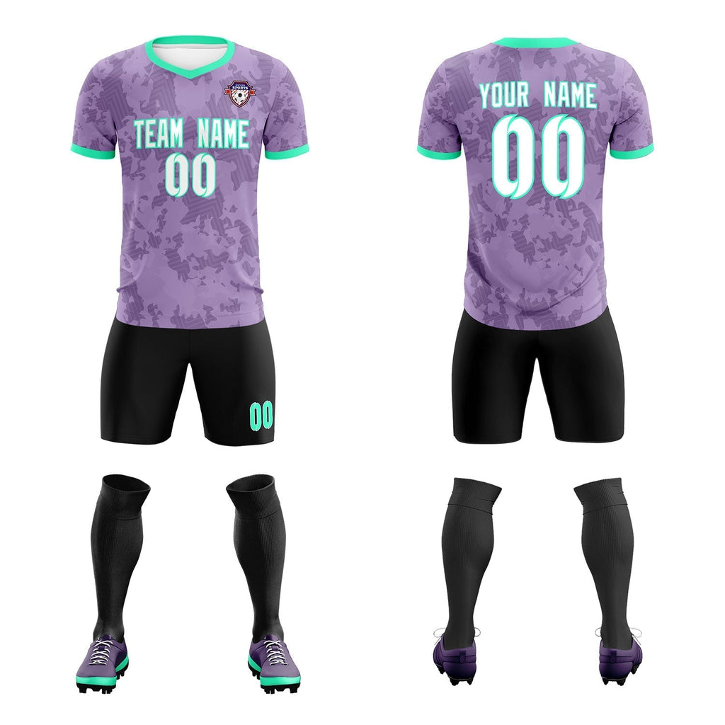 Custom Light Purple Camo sports Soccer Tops/Sets Jersey
