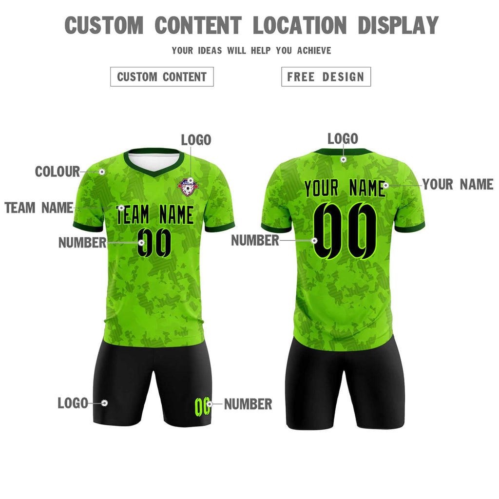 Custom Green Camo sports Soccer Tops/Sets Jersey