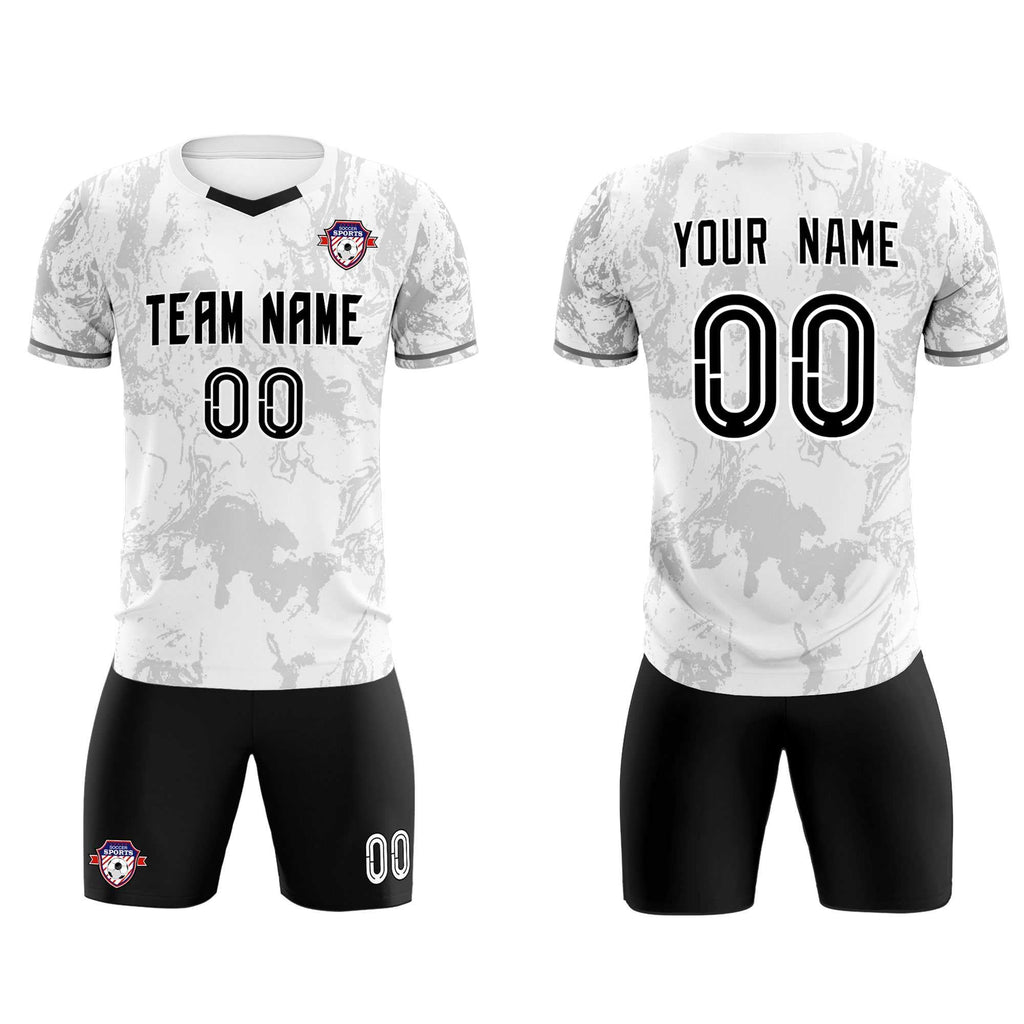 Custom White Classic Graffiti Pattern Sportswear Soccer Tops/Sets Jersey