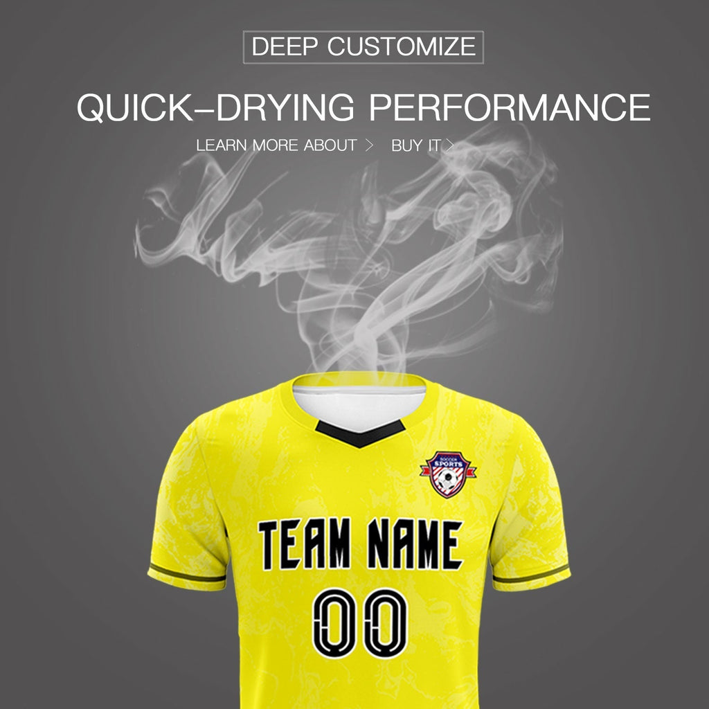 Custom Yellow Classic Graffiti Pattern Sportswear Soccer Tops/Sets Jersey