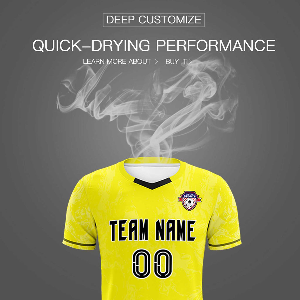 Custom Yellow Classic Graffiti Pattern Sportswear Soccer Tops/Sets Jersey
