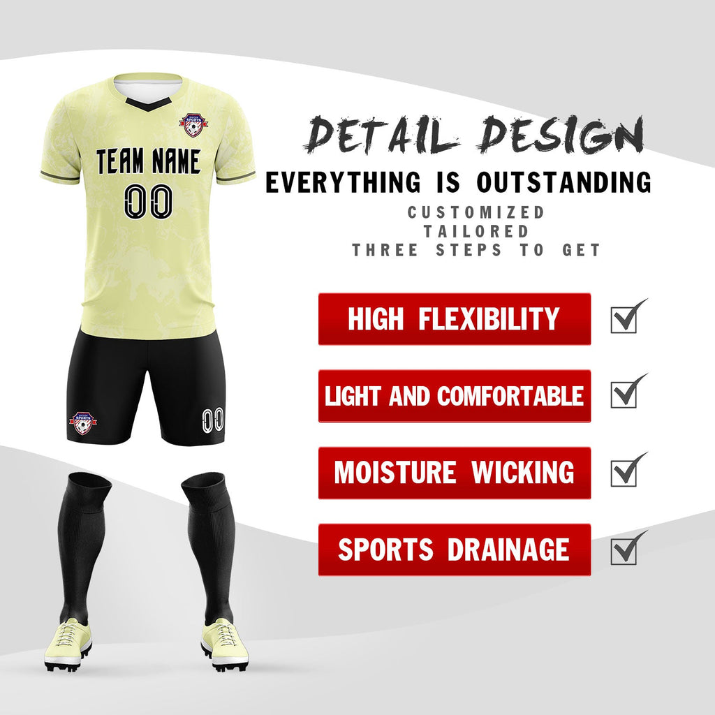 Custom Cream Classic Graffiti Pattern Sportswear Soccer Tops/Sets Jersey