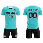 Custom Sky Blue Classic Graffiti Pattern Sportswear Soccer Tops/Sets Jersey