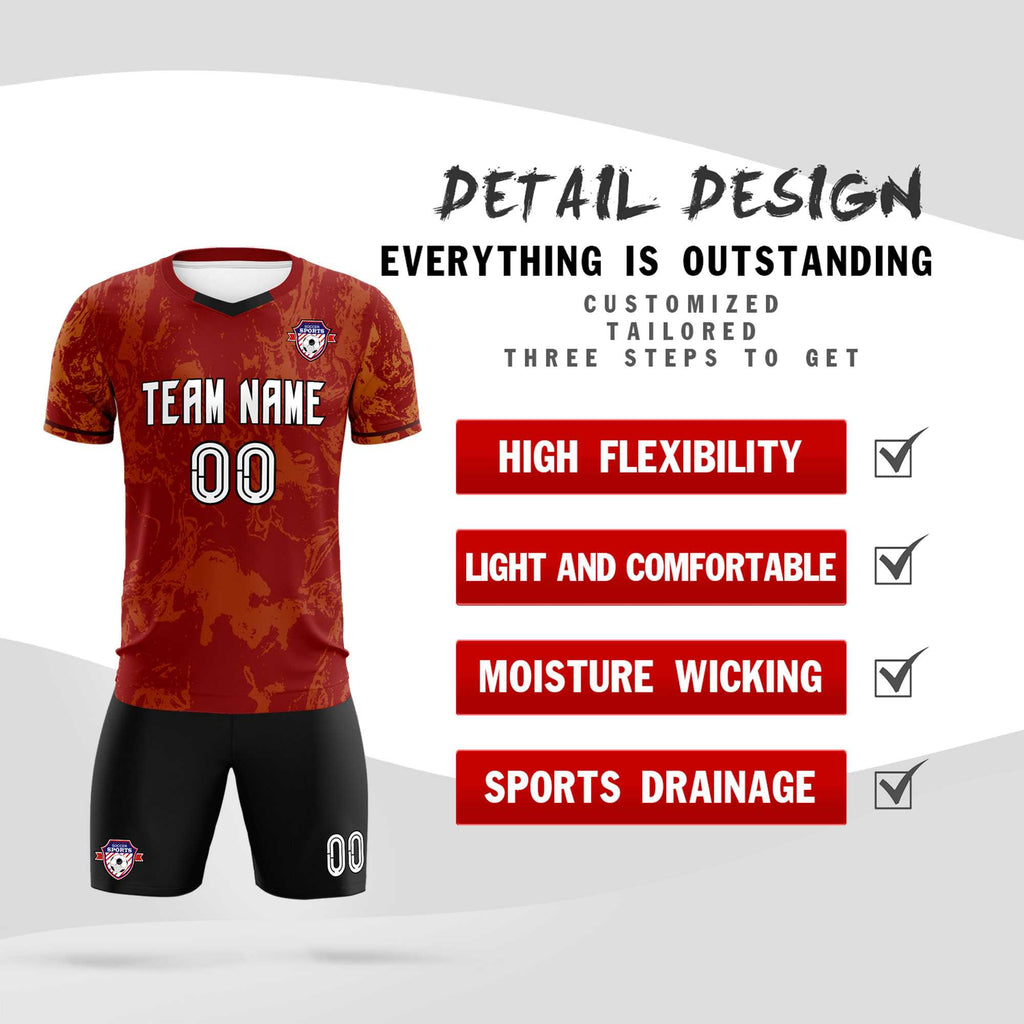 Custom Crimson Classic Graffiti Pattern Sportswear Soccer Tops/Sets Jersey
