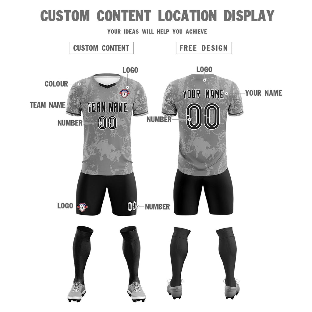 Custom Gray Classic Graffiti Pattern Sportswear Soccer Tops/Sets Jersey