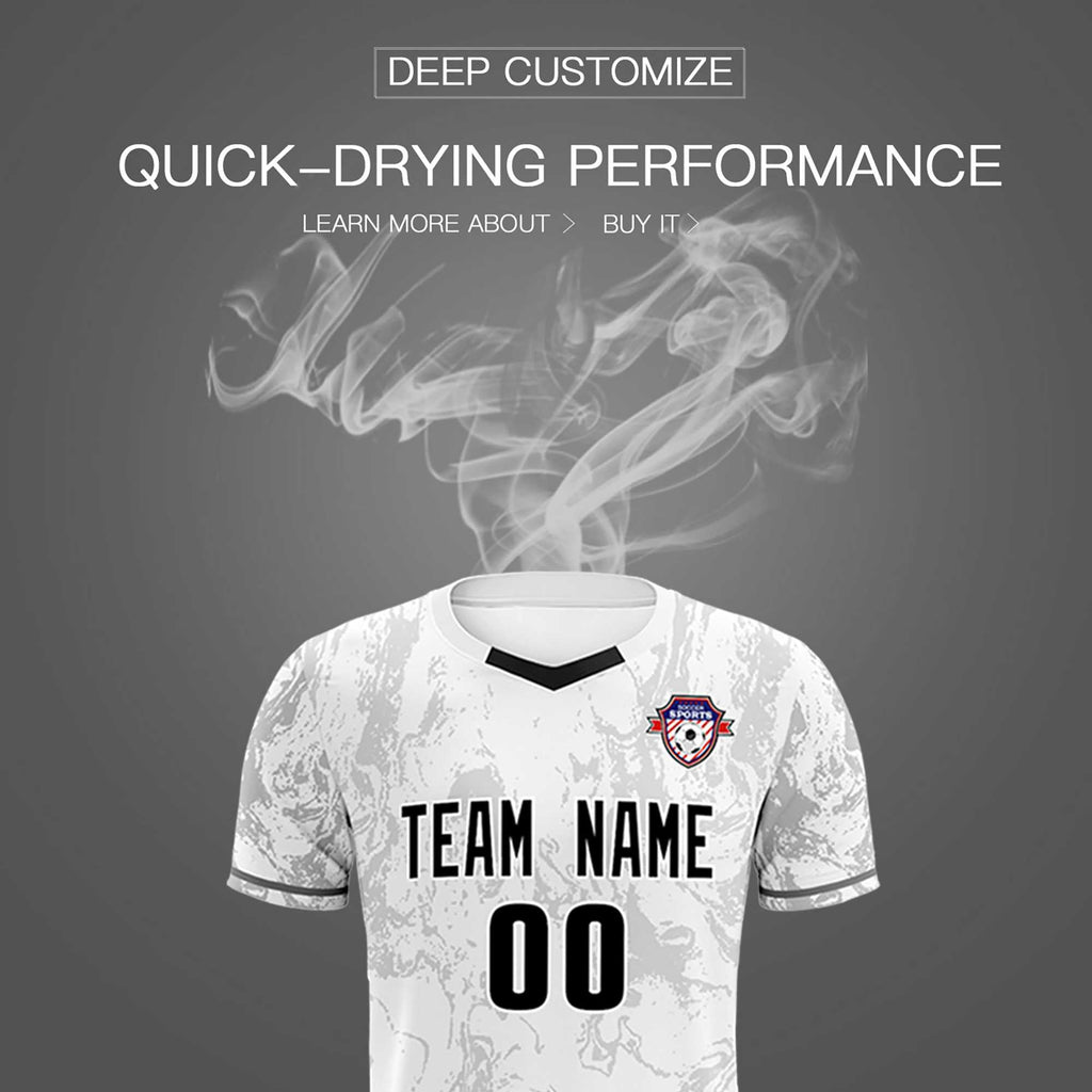 Custom White Classic Graffiti Pattern Sportswear Soccer Tops/Sets Jersey