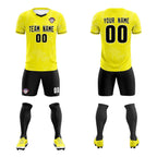 Custom Yellow Classic Graffiti Pattern Sportswear Soccer Tops/Sets Jersey