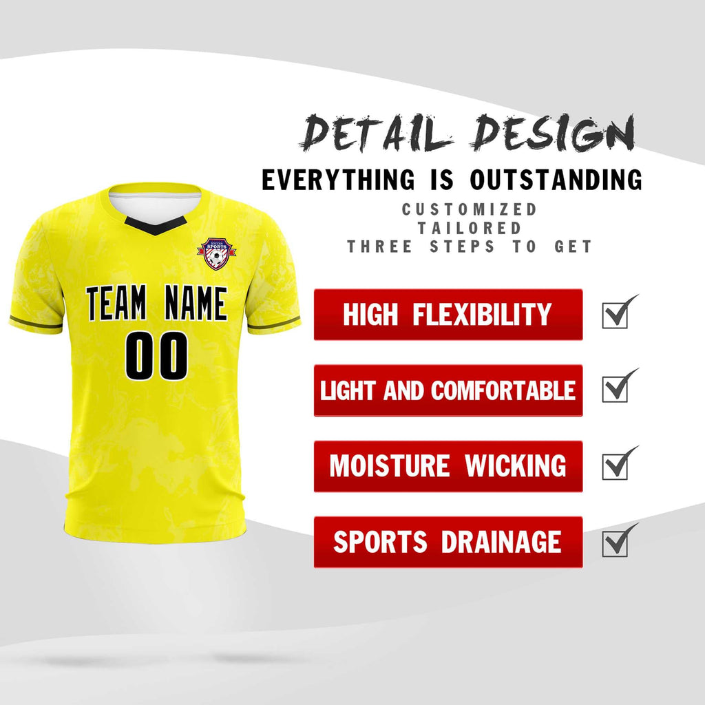 Custom Yellow Classic Graffiti Pattern Sportswear Soccer Tops/Sets Jersey