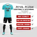 Custom Sky Blue Classic Graffiti Pattern Sportswear Soccer Tops/Sets Jersey
