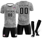 Custom Gray Classic Graffiti Pattern Sportswear Soccer Tops/Sets Jersey