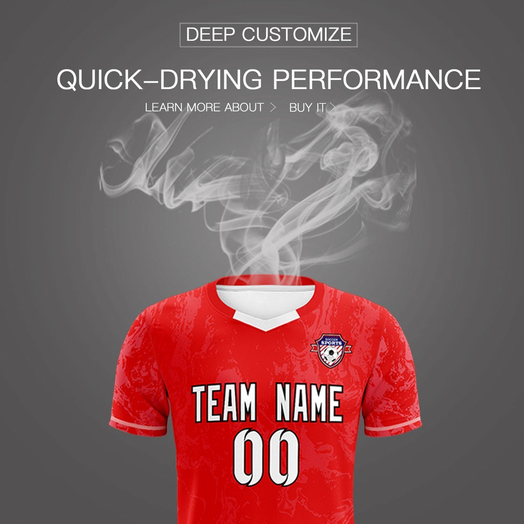 Custom Red Classic Graffiti Pattern Sportswear Soccer Tops/Sets Jersey