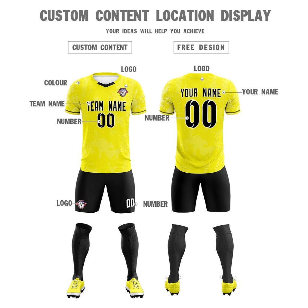 Custom Yellow Classic Graffiti Pattern Sportswear Soccer Tops/Sets Jersey