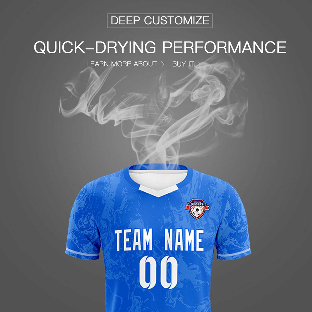 Custom Royal Classic Graffiti Pattern Sportswear Soccer Tops/Sets Jersey