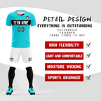 Custom Sky Blue Classic Sports Sets Soccer Shirt Jersey