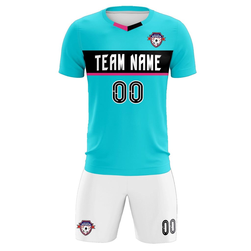 Custom Sky Blue Classic Sports Sets Soccer Shirt Jersey