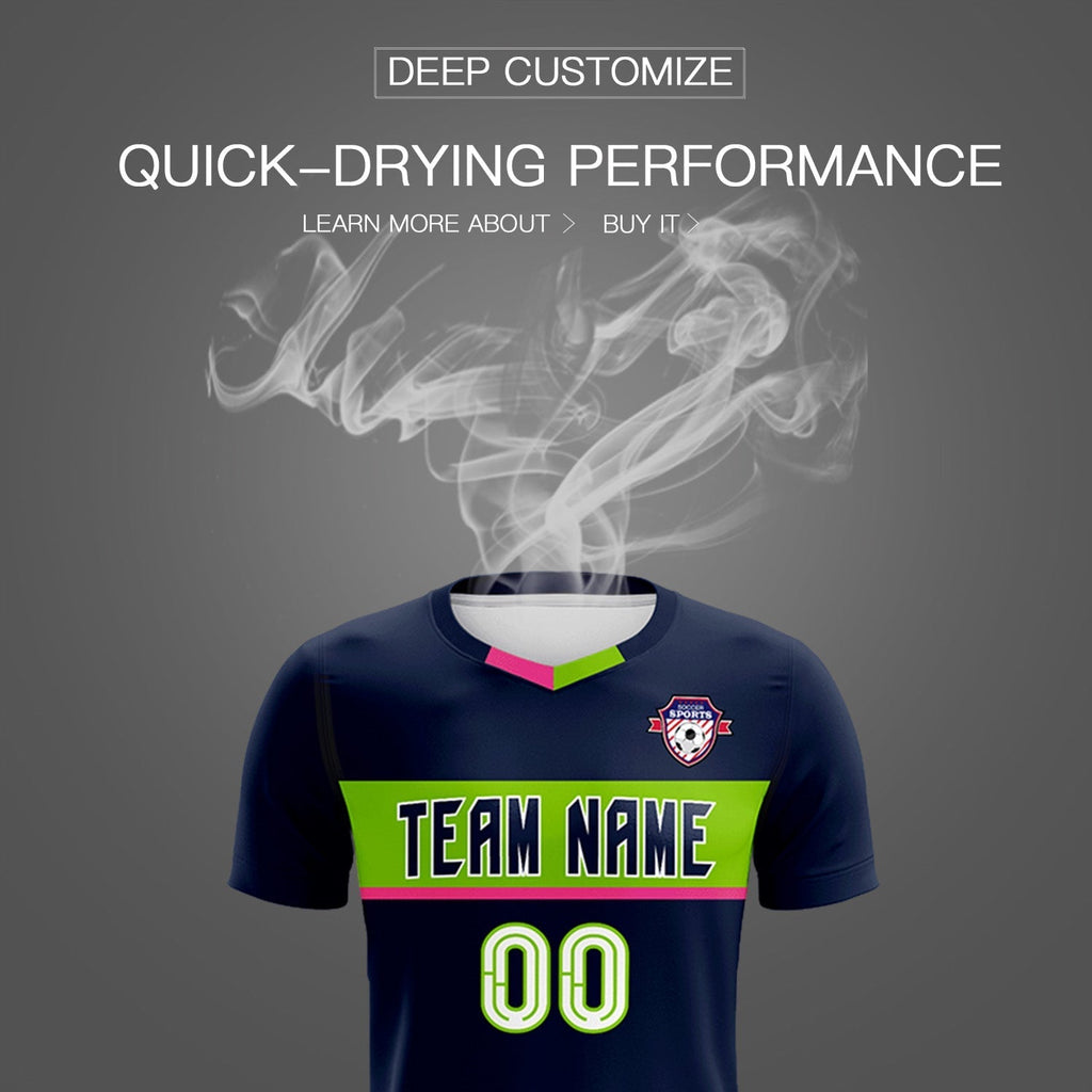 Custom Navy Classic Sports Sets Soccer Shirt Jersey