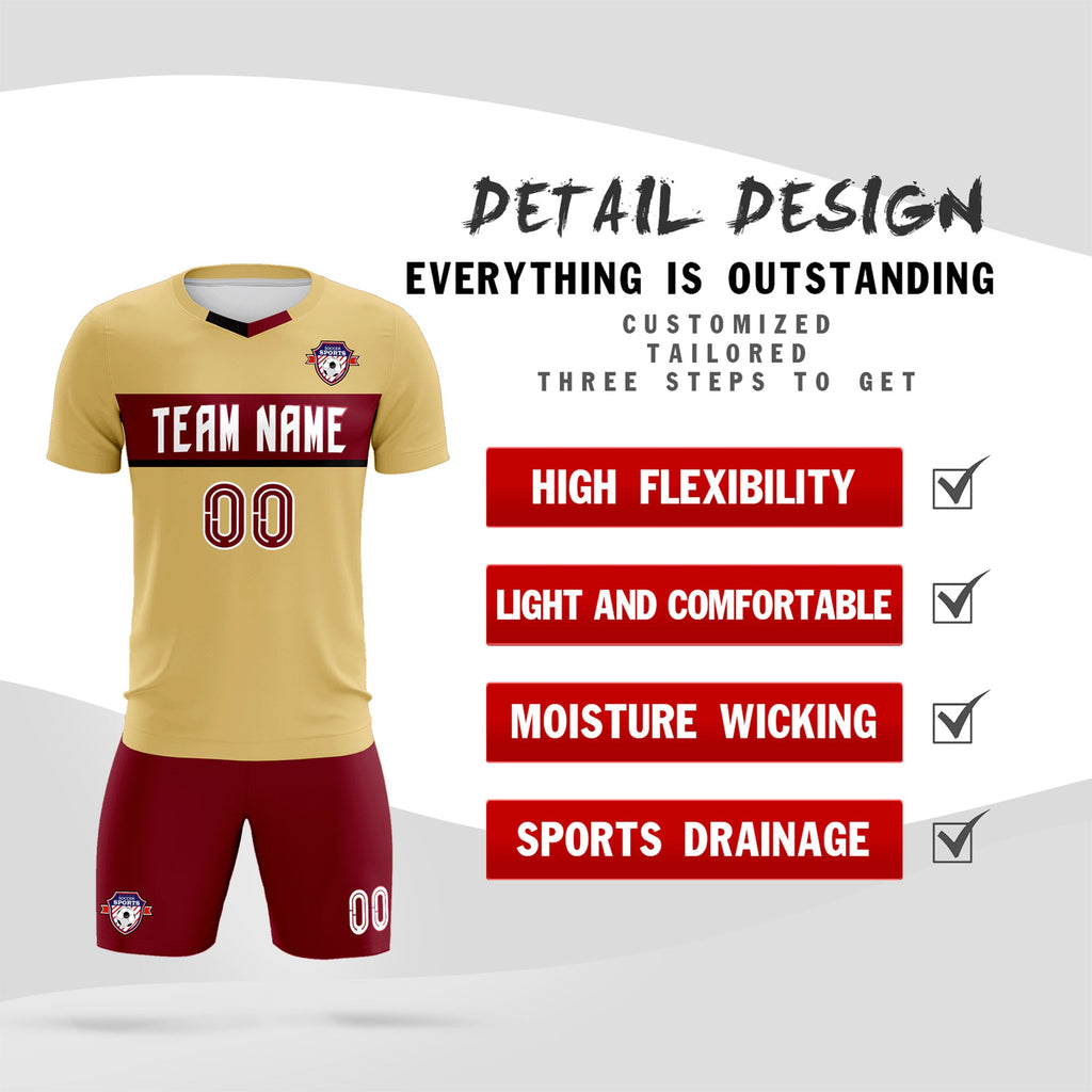 Custom Khaki Classic Sports Sets Soccer Shirt Jersey