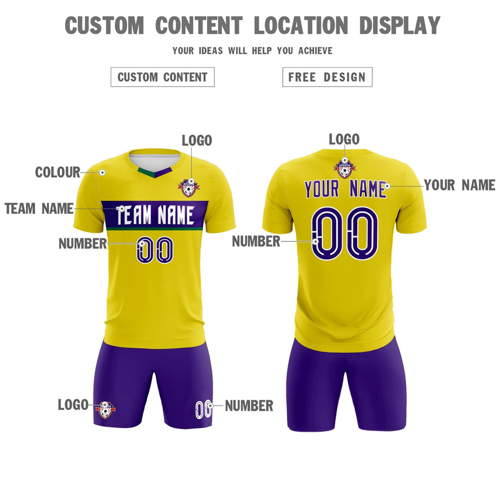 Custom Gold Classic Sports Sets Soccer Shirt Jersey