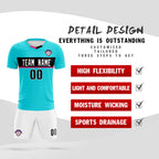 Custom Sky Blue Classic Sports Sets Soccer Shirt Jersey