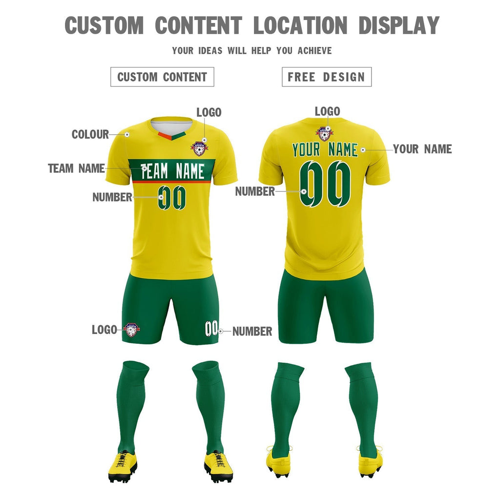 Custom Gold Classic Sports Sets Soccer Shirt Jersey