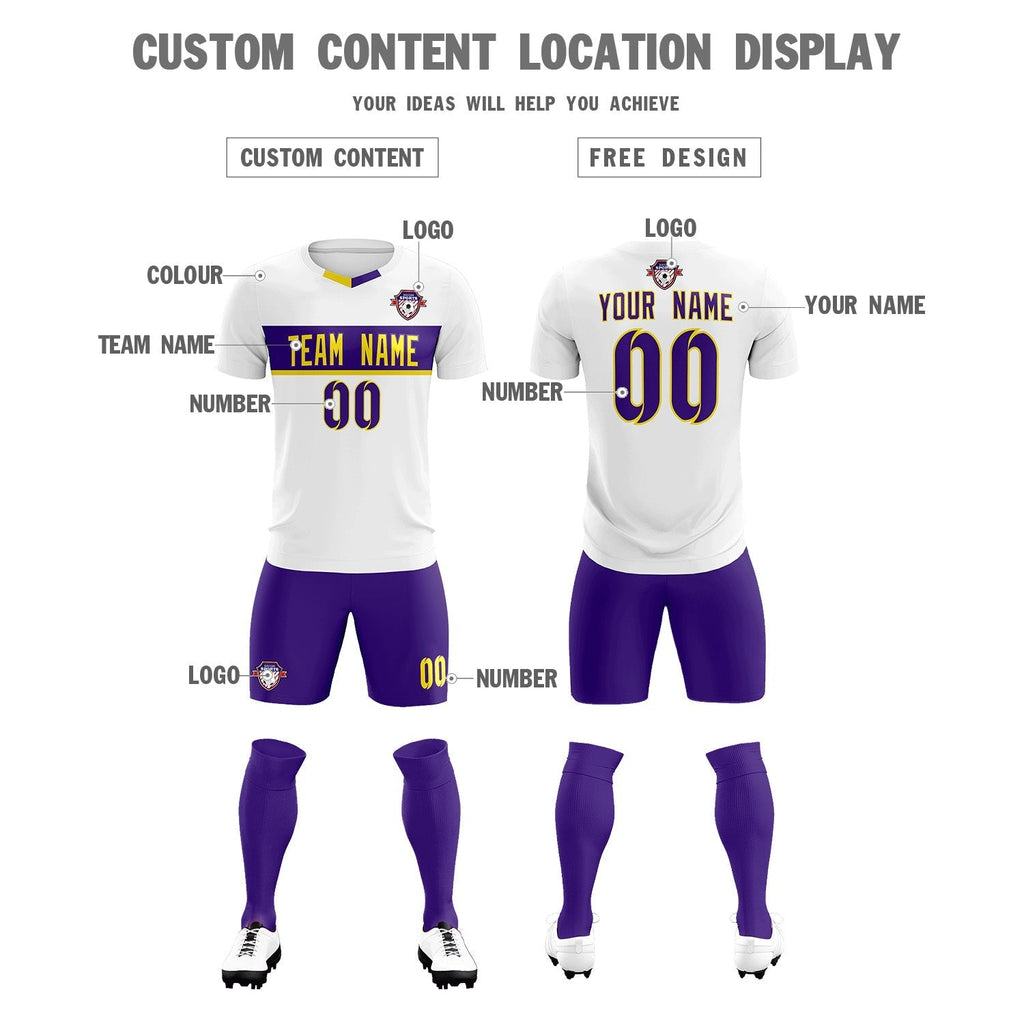 Custom White Classic Sports Sets Soccer Shirt Jersey