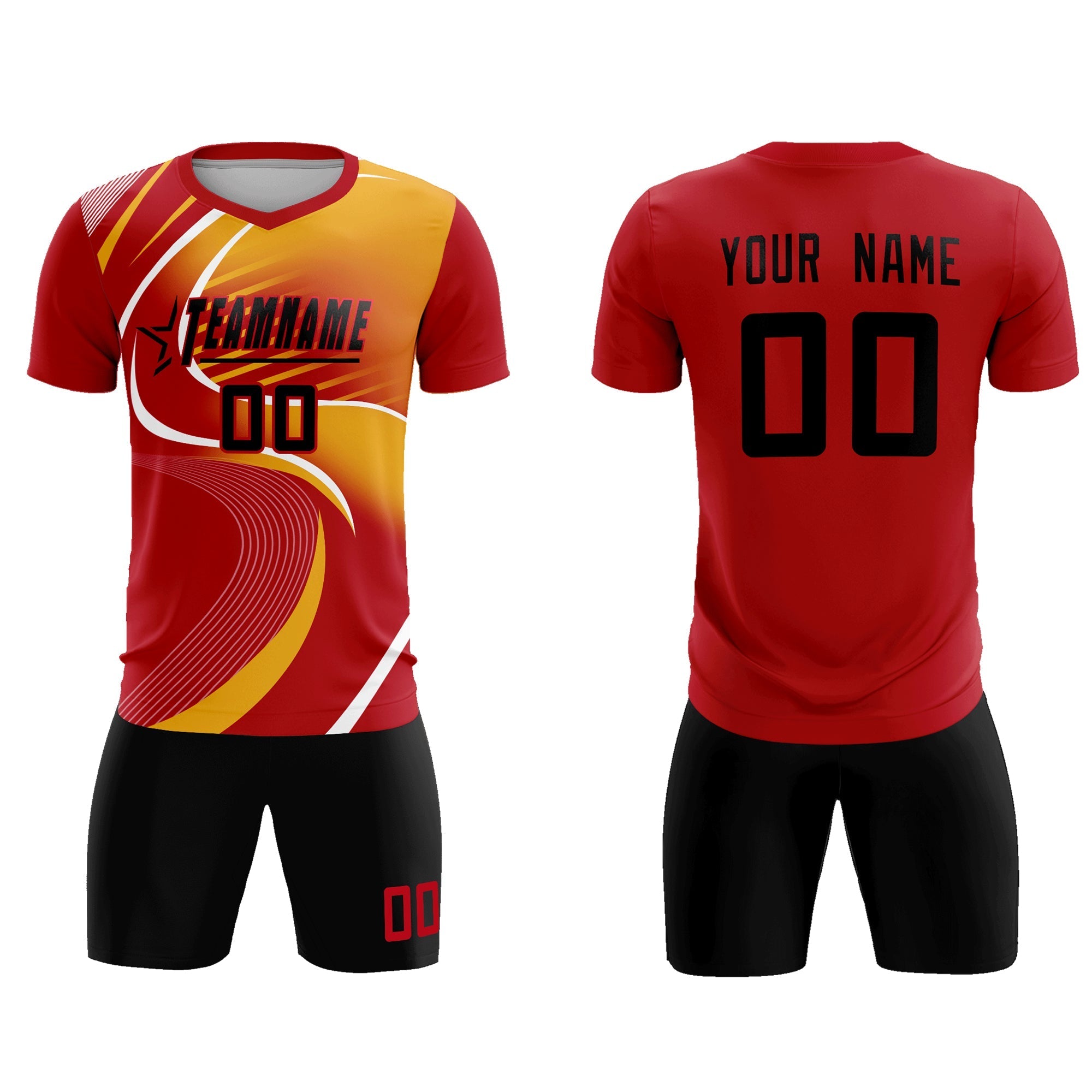Custom Red Printing Sportswear Soccer Sets Jersey