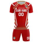 Custom Red Abstract Breathable Soccer Tops/Sets Jersey