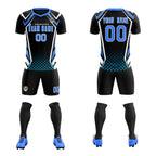 Custom Black Abstract Breathable Soccer Tops/Sets Jersey