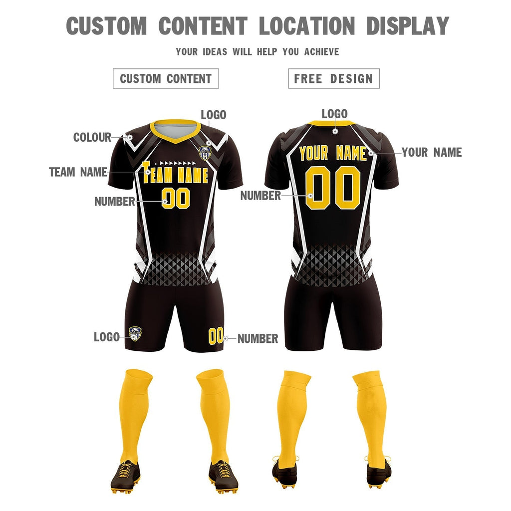 Custom Brown Abstract Breathable Soccer Tops/Sets Jersey