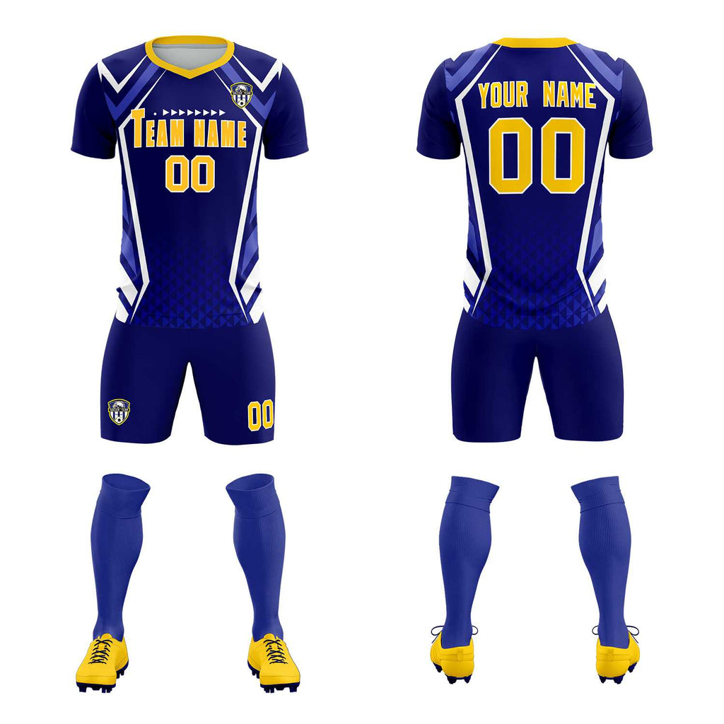 Custom Royal Abstract Breathable Soccer Tops/Sets Jersey