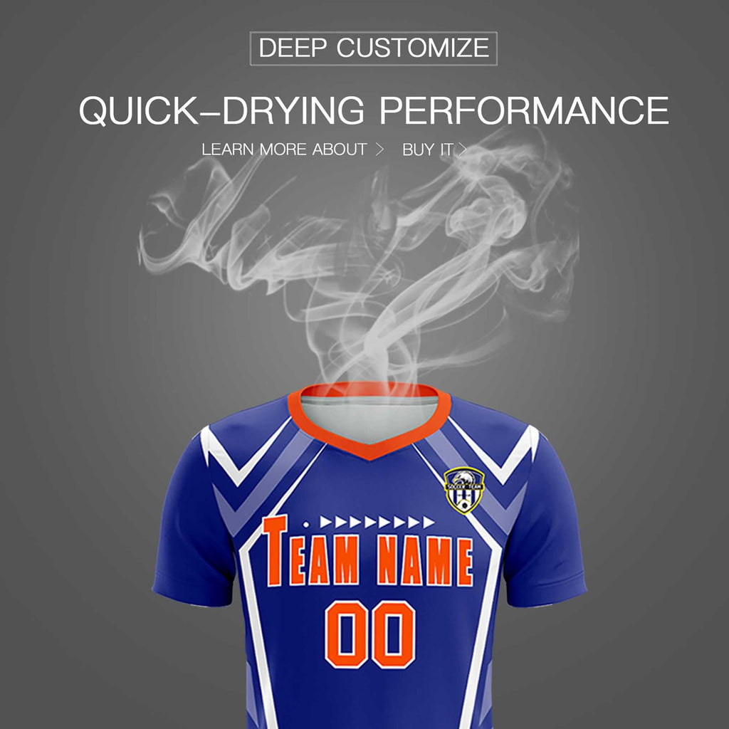 Custom Royal Abstract Breathable Soccer Tops/Sets Jersey