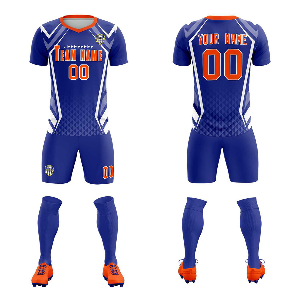 Custom Royal Abstract Breathable Soccer Tops/Sets Jersey