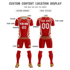 Custom Red Abstract Breathable Soccer Tops/Sets Jersey