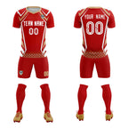 Custom Red Abstract Breathable Soccer Tops/Sets Jersey
