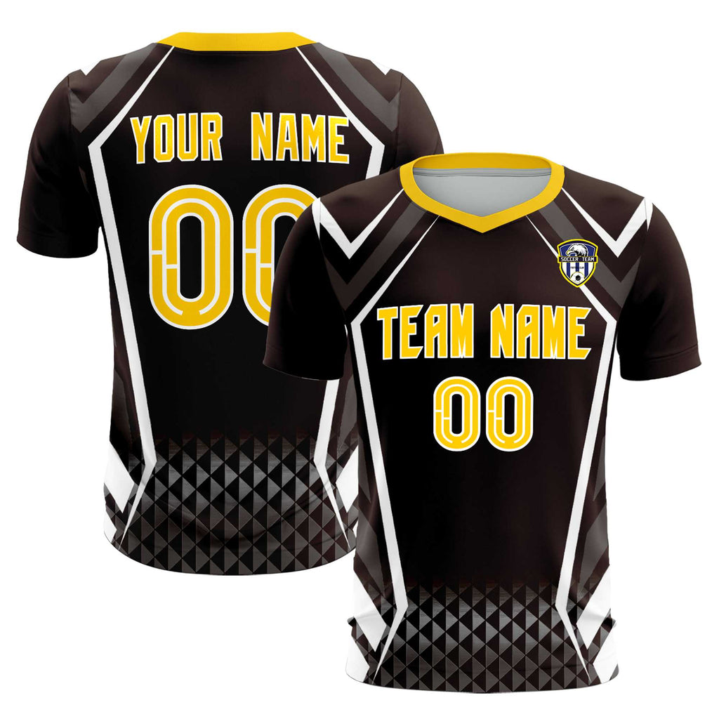 Custom Brown Abstract Breathable Soccer Tops/Sets Jersey