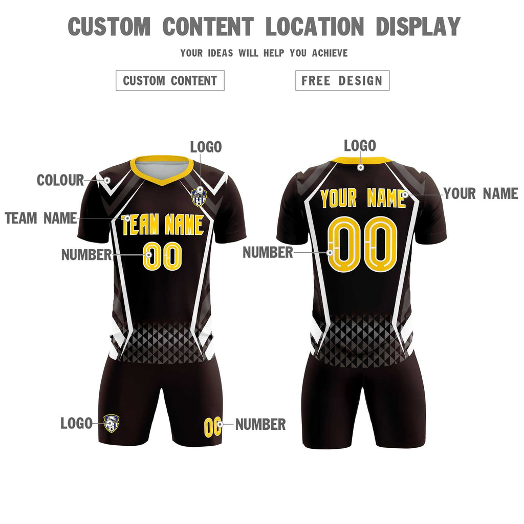 Custom Brown Abstract Breathable Soccer Tops/Sets Jersey