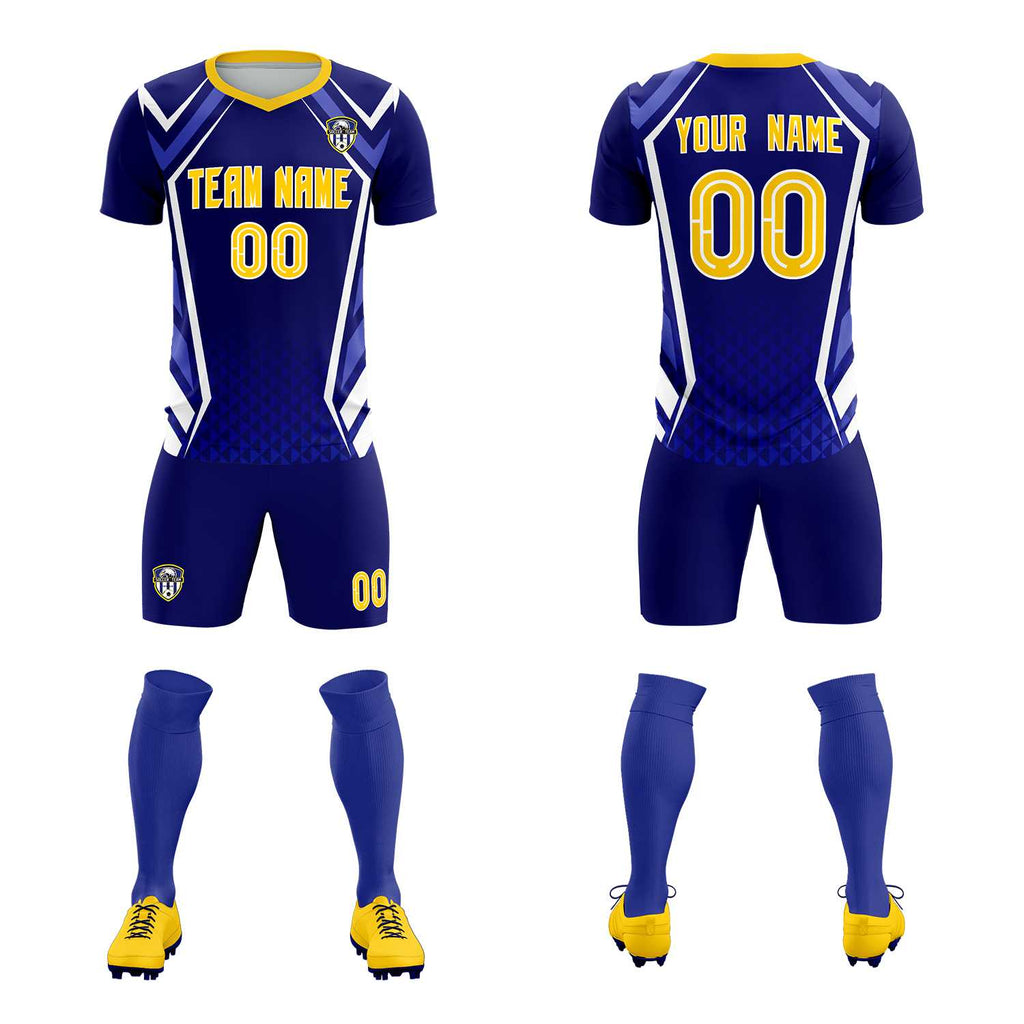 Custom Royal Abstract Breathable Soccer Tops/Sets Jersey