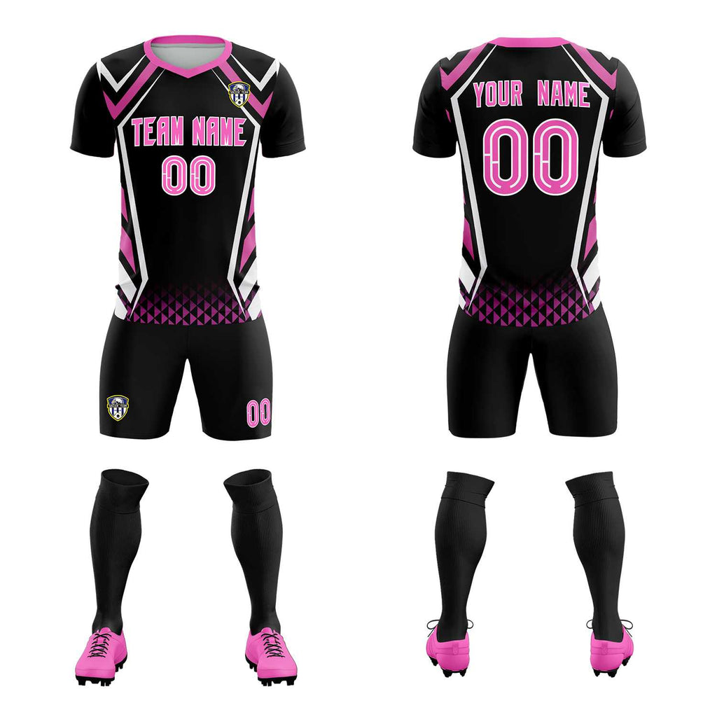 Custom Black Abstract Breathable Soccer Tops/Sets Jersey